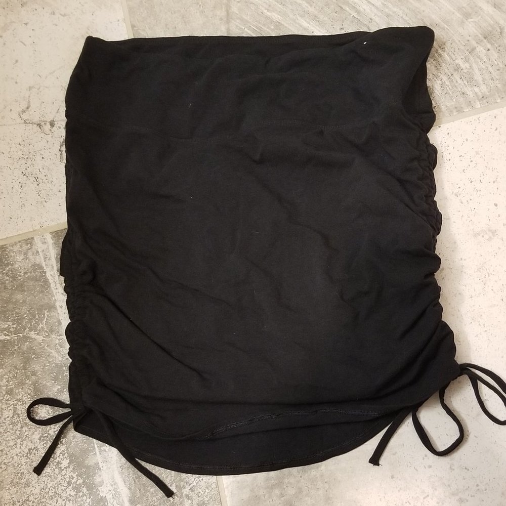SOLDEarth Yoga Black Cotton Stretch Mini Skirt with Ruched Sides , Size XXL, GUC